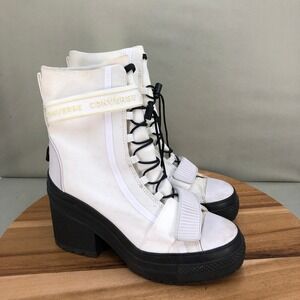 Chuck Taylor All Star GR 82 Platform Combat Boots White Womens Size 9 Block Heel